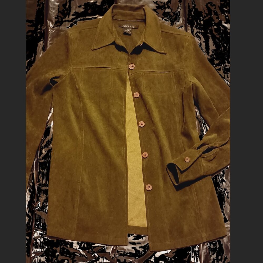 Vintage Express women's olive velvet shirt